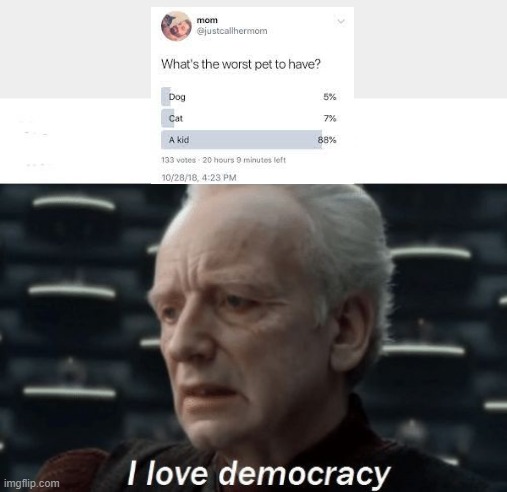 Democracy | image tagged in i love democracy | made w/ Imgflip meme maker