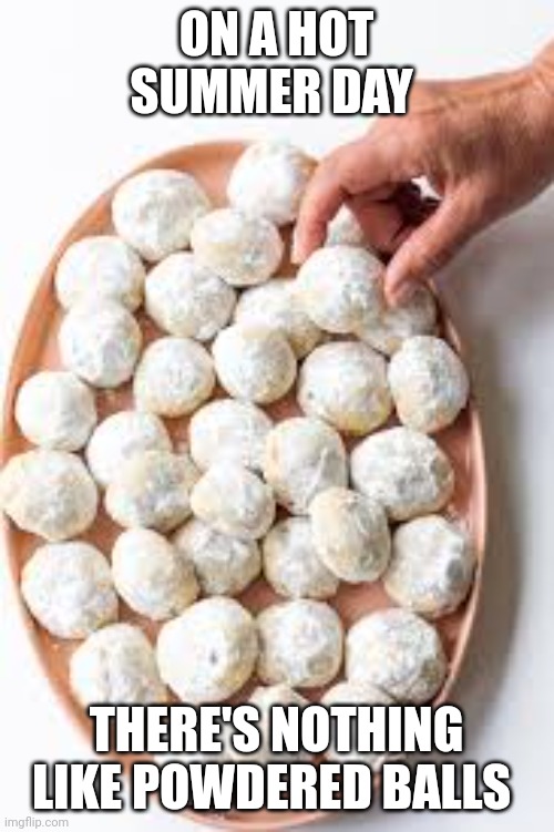 powdered balls | ON A HOT SUMMER DAY; THERE'S NOTHING LIKE POWDERED BALLS | image tagged in memes | made w/ Imgflip meme maker