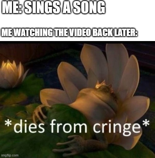 i hate it | ME: SINGS A SONG; ME WATCHING THE VIDEO BACK LATER: | image tagged in dies of cringe,funny,memes,hilarious,so true,singing | made w/ Imgflip meme maker