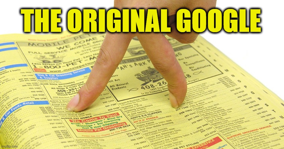 OLD SCHOOL GOOGLE | THE ORIGINAL GOOGLE | image tagged in google,yellow pages,search,google search | made w/ Imgflip meme maker