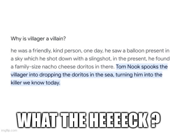 Why is villager a villain | WHAT THE HEEEECK ? | image tagged in memes | made w/ Imgflip meme maker