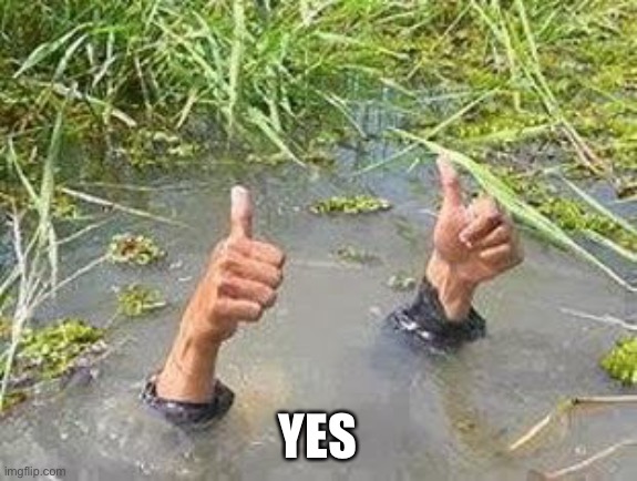 FLOODING THUMBS UP | YES | image tagged in flooding thumbs up | made w/ Imgflip meme maker