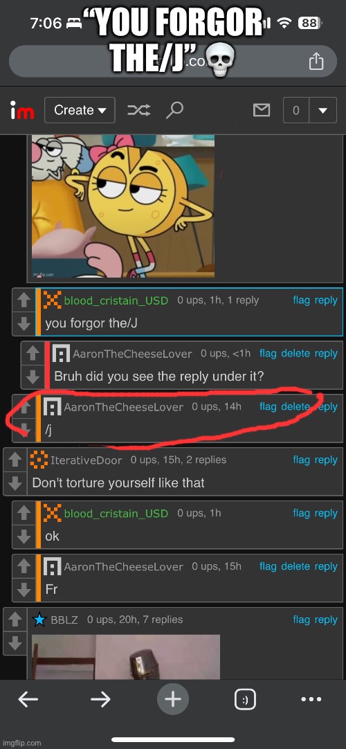 Did you even see the reply under it? | “YOU FORGOR THE/J” 💀 | made w/ Imgflip meme maker