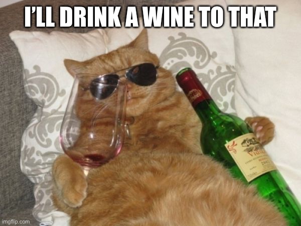 Wine Cat Birthday | I’LL DRINK A WINE TO THAT | image tagged in wine cat birthday | made w/ Imgflip meme maker