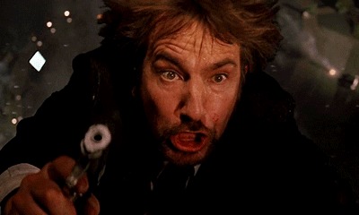 Hans Gruber falling in Die Hard Blank Meme Template