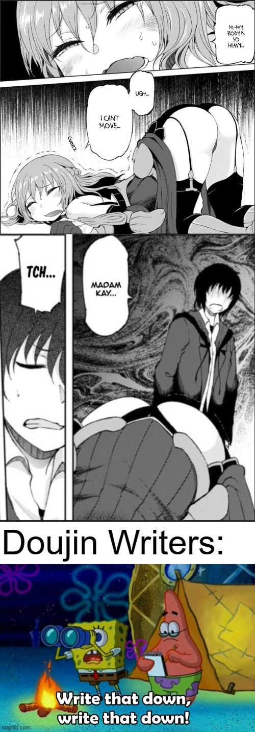 I also don't mind a Rintarou x Luna doujin | Doujin Writers: | image tagged in write that down,light novel,manga,memes | made w/ Imgflip meme maker
