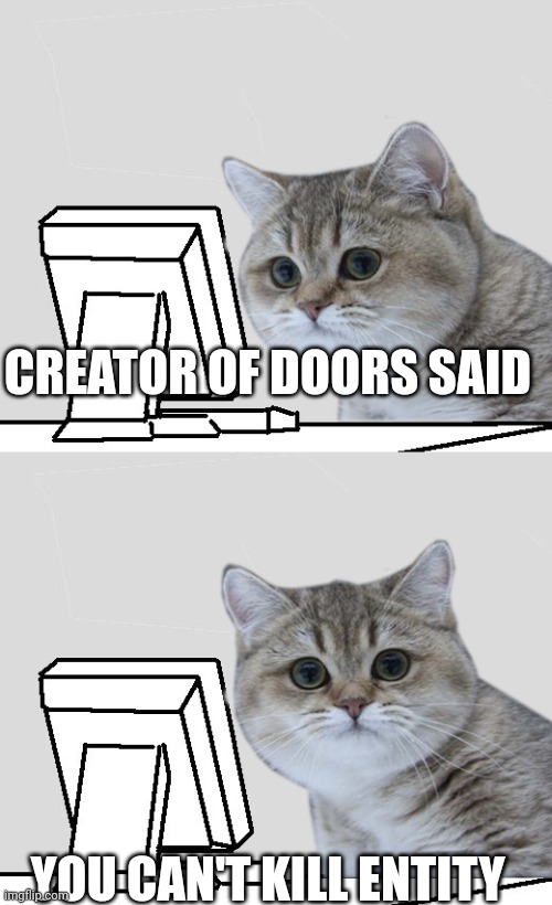 Wut?Hai,Nope! | CREATOR OF DOORS SAID YOU CAN'T KILL ENTITY | image tagged in wut hai nope | made w/ Imgflip meme maker