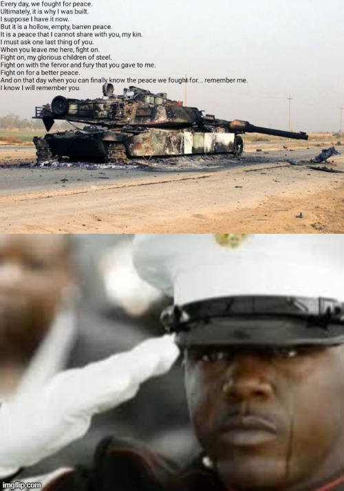 image tagged in sad salute,gulf war,memes,tanks | made w/ Imgflip meme maker