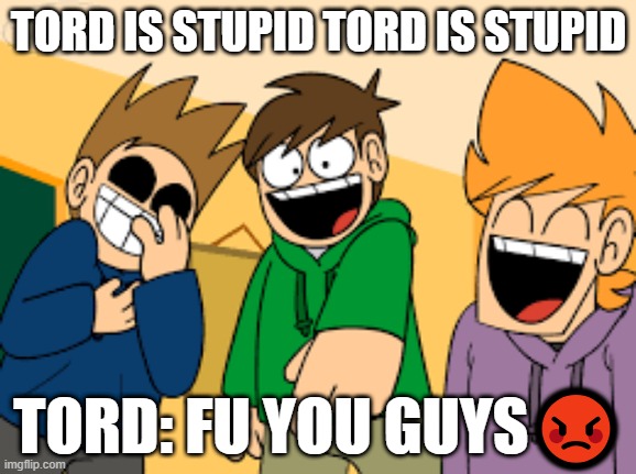 eddsworld | TORD IS STUPID TORD IS STUPID; TORD: FU YOU GUYS😡 | image tagged in tom matt look eddsworld | made w/ Imgflip meme maker