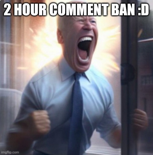 I called someone who broke TOS a naughty eord and I get comment banned? :( | 2 HOUR COMMENT BAN :D | image tagged in biden lets go | made w/ Imgflip meme maker