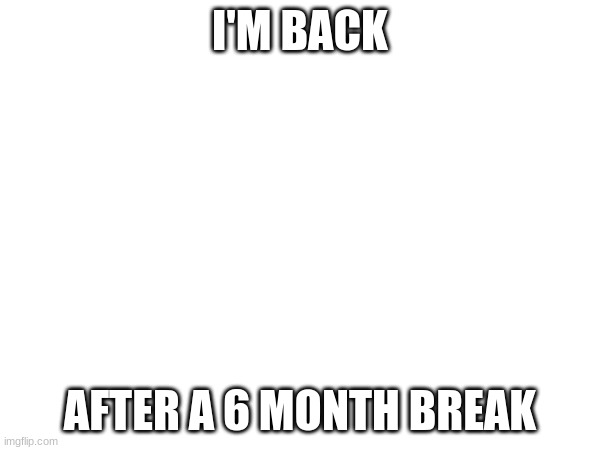 I'm back baby | I'M BACK; AFTER A 6 MONTH BREAK | image tagged in fun | made w/ Imgflip meme maker