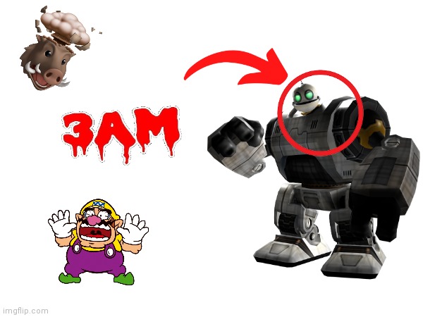 Wario dies from giant clank | image tagged in scary,terminator robot t-800,evil government,wario dies | made w/ Imgflip meme maker