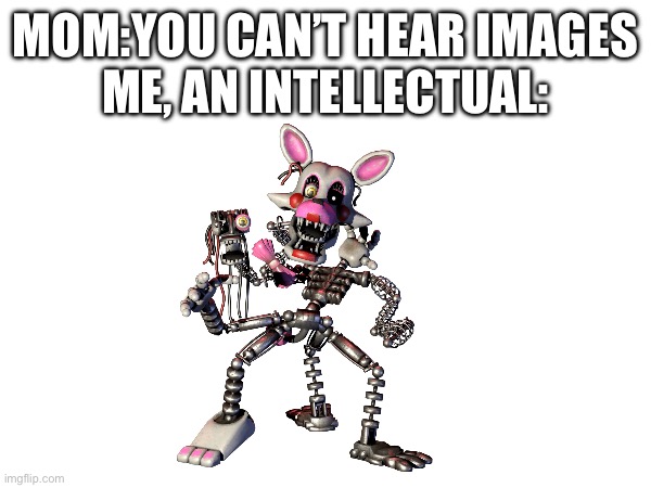 Am I right | MOM:YOU CAN’T HEAR IMAGES
ME, AN INTELLECTUAL: | image tagged in fnaf,mangle,yes | made w/ Imgflip meme maker
