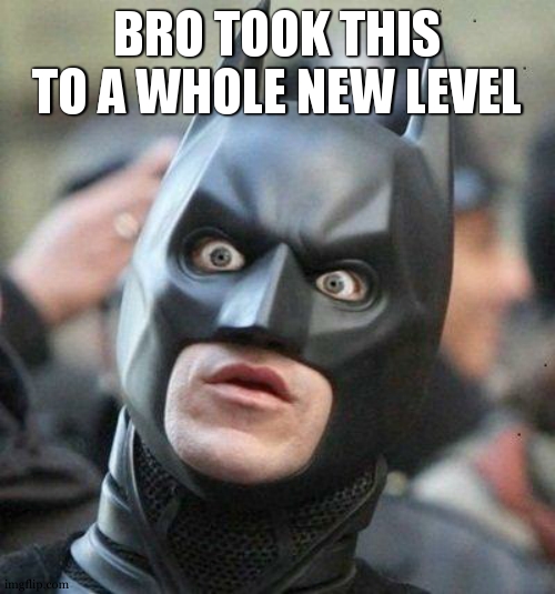 Shocked Batman | BRO TOOK THIS TO A WHOLE NEW LEVEL | image tagged in shocked batman | made w/ Imgflip meme maker