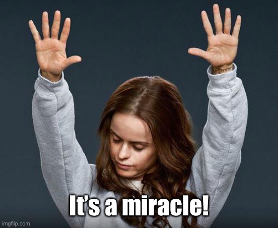 Praise the lord | It’s a miracle! | image tagged in praise the lord | made w/ Imgflip meme maker