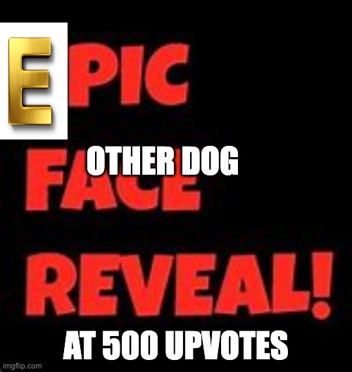Epic Face Reveal | OTHER DOG; AT 500 UPVOTES | image tagged in epic face reveal | made w/ Imgflip meme maker