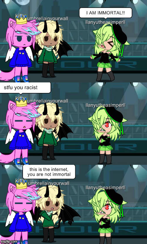 old gacha thingy i made about some racist (now deleted) ass shat | made w/ Imgflip meme maker
