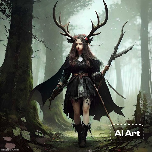 PAGAN WITCH IN THE FOREST | image tagged in witch,forest,ai,artificial intelligence | made w/ Imgflip meme maker