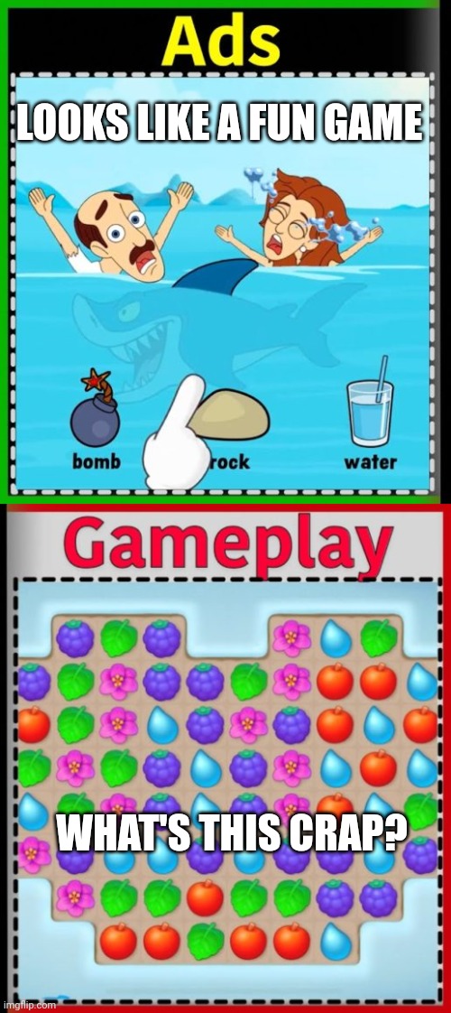 STUPID FAKE ADS | LOOKS LIKE A FUN GAME; WHAT'S THIS CRAP? | image tagged in fake,ads | made w/ Imgflip meme maker