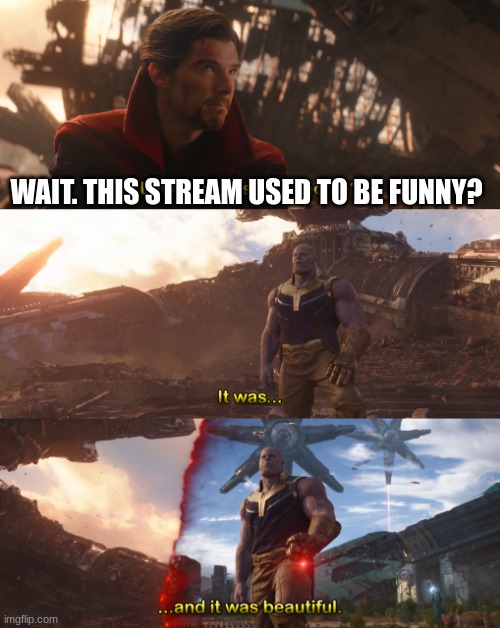 It was... and it was beautiful. | WAIT. THIS STREAM USED TO BE FUNNY? | image tagged in it was and it was beautiful | made w/ Imgflip meme maker