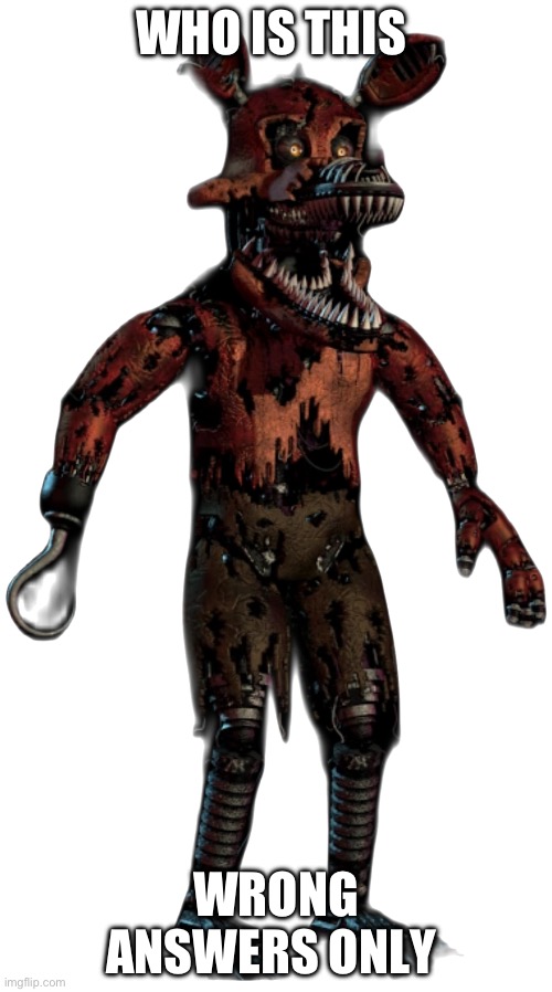 Nightmare foxy | WHO IS THIS; WRONG ANSWERS ONLY | image tagged in nightmare foxy | made w/ Imgflip meme maker