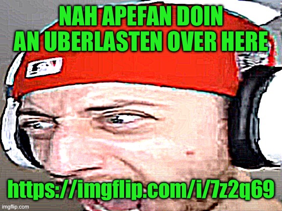 Disgusted | NAH APEFAN DOIN AN UBERLASTEN OVER HERE; https://imgflip.com/i/7z2q69 | image tagged in disgusted | made w/ Imgflip meme maker