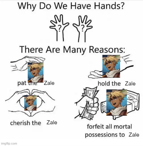Zale from Sea Of Stars is best boi <3 | Zale; Zale; Zale; Zale | image tagged in why do we have hands all blank | made w/ Imgflip meme maker