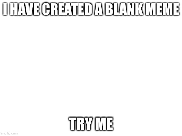 a blank meme. really. | I HAVE CREATED A BLANK MEME; TRY ME | image tagged in funny | made w/ Imgflip meme maker