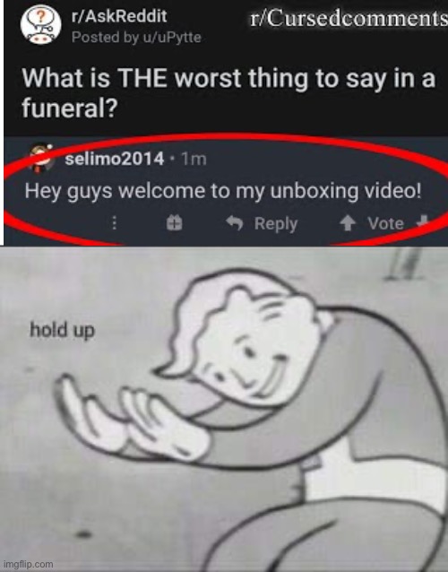 #NotWholsomeMemes | image tagged in fallout hold up,worst thing to say | made w/ Imgflip meme maker