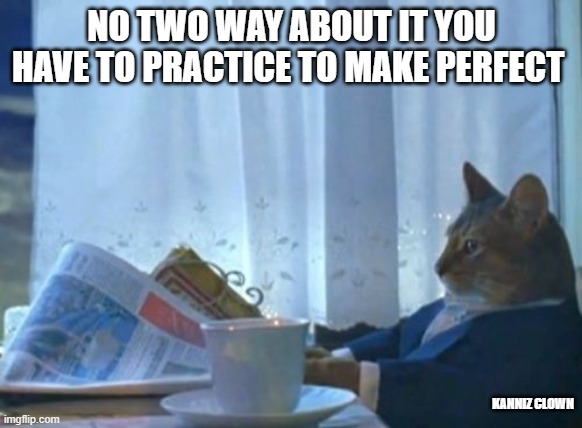 my vibes | NO TWO WAY ABOUT IT YOU HAVE TO PRACTICE TO MAKE PERFECT; KANNIZ CLOWN | image tagged in memes,i should buy a boat cat | made w/ Imgflip meme maker