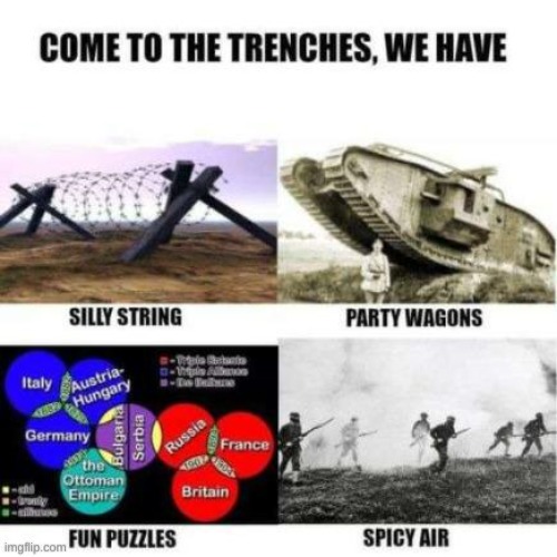Well, it seems fun to me! | image tagged in world war 1 | made w/ Imgflip meme maker