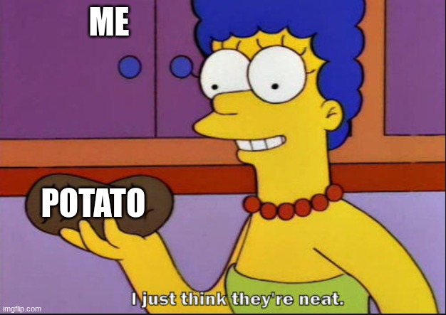 potato | ME; POTATO | image tagged in i just think they're neat | made w/ Imgflip meme maker