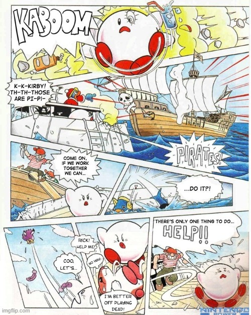 Kirby vs Pirates | image tagged in kirby,comics,memes | made w/ Imgflip meme maker