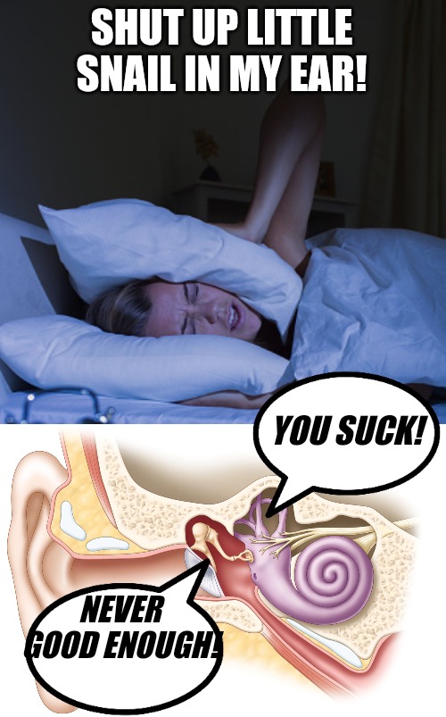 SHUT UP LITTLE SNAIL IN MY EAR! YOU SUCK! NEVER GOOD ENOUGH! | made w/ Imgflip meme maker