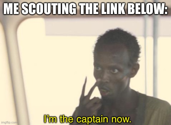 I'm The Captain Now Meme | ME SCOUTING THE LINK BELOW:; I’m the captain now. | image tagged in memes,i'm the captain now | made w/ Imgflip meme maker