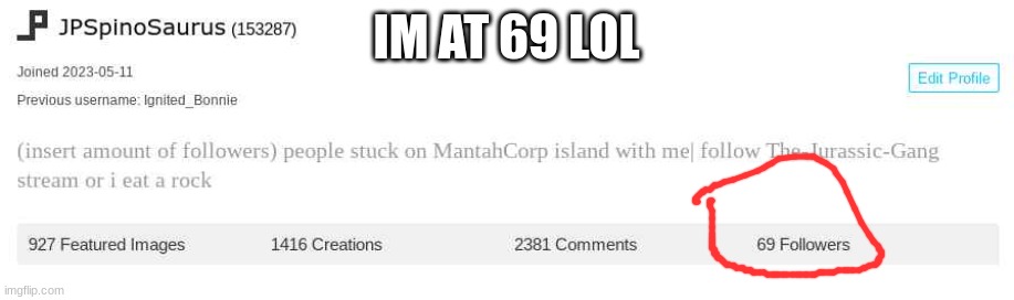 IM AT 69 LOL | image tagged in 69 | made w/ Imgflip meme maker