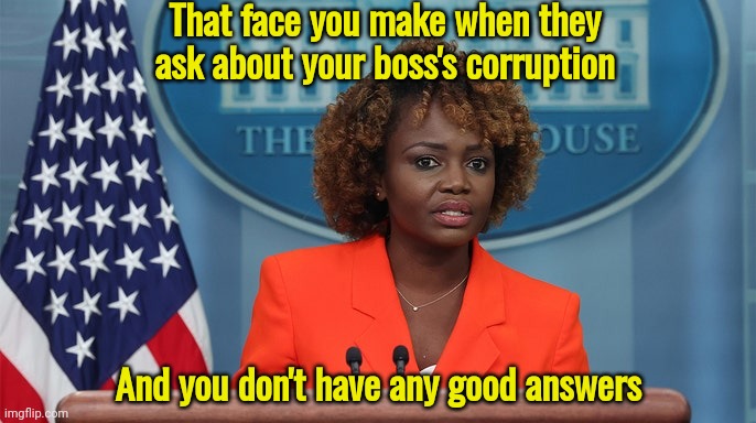 That Face You Make | That face you make when they ask about your boss's corruption; And you don't have any good answers | image tagged in press secretary,corruption,joe biden,impeachment | made w/ Imgflip meme maker