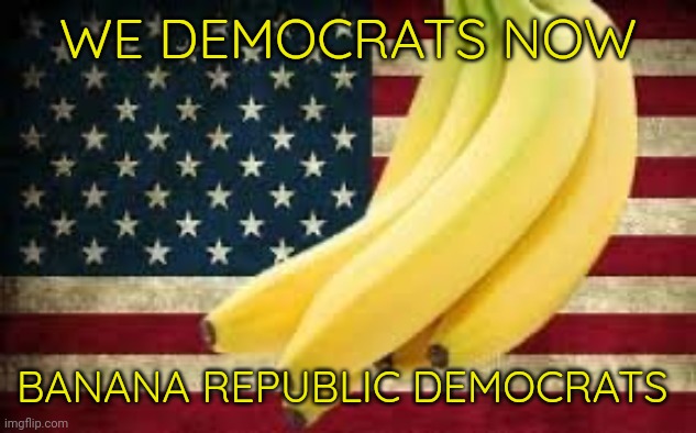 It's undeniable. | WE DEMOCRATS NOW; BANANA REPUBLIC DEMOCRATS | image tagged in america banana republic | made w/ Imgflip meme maker