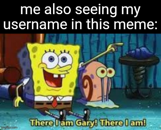 There I Am Gary! | me also seeing my username in this meme: | image tagged in there i am gary | made w/ Imgflip meme maker