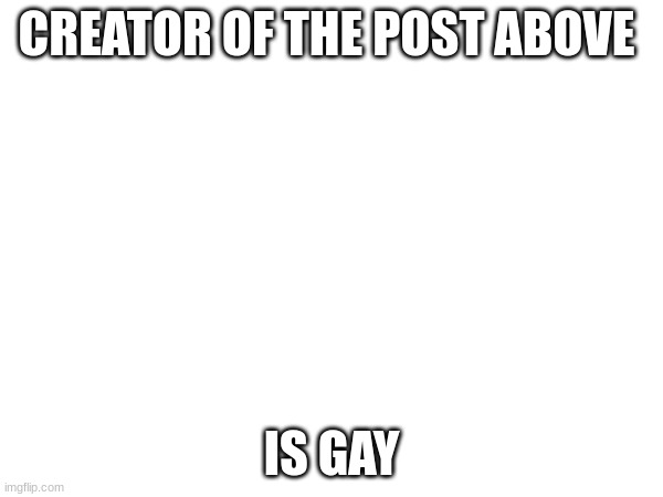 CREATOR OF THE POST ABOVE; IS GAY | made w/ Imgflip meme maker