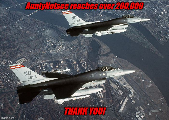 AuntyNotsee 200,000 | AuntyNotsee reaches over 200,000; THANK YOU! | image tagged in auntynotsee,200000,thank you,upvotes,happy hooligans,119th ang | made w/ Imgflip meme maker