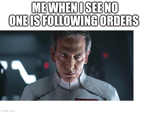 ME WHEN I SEE NO ONE IS FOLLOWING ORDERS | made w/ Imgflip meme maker
