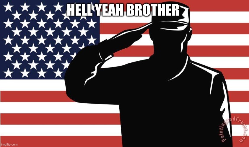 saluting soldier | HELL YEAH BROTHER | image tagged in saluting soldier | made w/ Imgflip meme maker