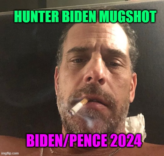 Hunter Biden Mugshot | HUNTER BIDEN MUGSHOT; BIDEN/PENCE 2024 | image tagged in hunter biden | made w/ Imgflip meme maker