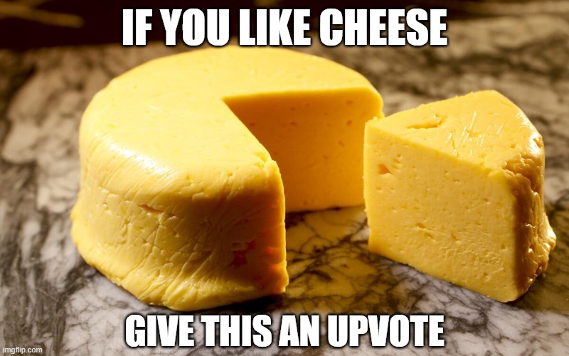 cheese | IF YOU LIKE CHEESE; GIVE THIS AN UPVOTE | image tagged in cheese | made w/ Imgflip meme maker
