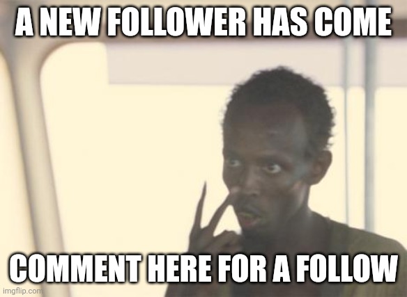 Once you've commented, wait for a while and look at my profile. You'll see the memechat icon next to "block" | A NEW FOLLOWER HAS COME; COMMENT HERE FOR A FOLLOW | image tagged in memes,i'm the captain now | made w/ Imgflip meme maker