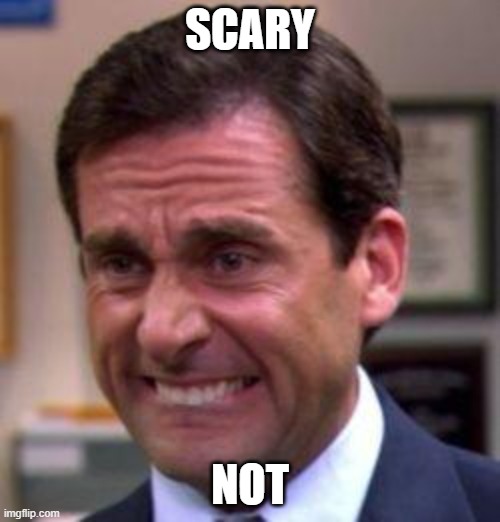 Scary Not | SCARY; NOT | image tagged in michael scott | made w/ Imgflip meme maker