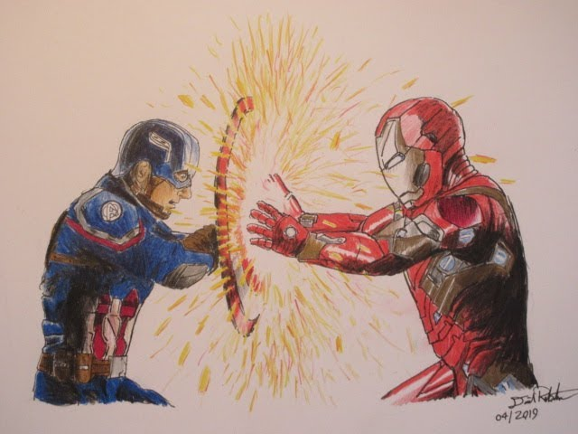 Captain america and iron man fighting Blank Meme Template