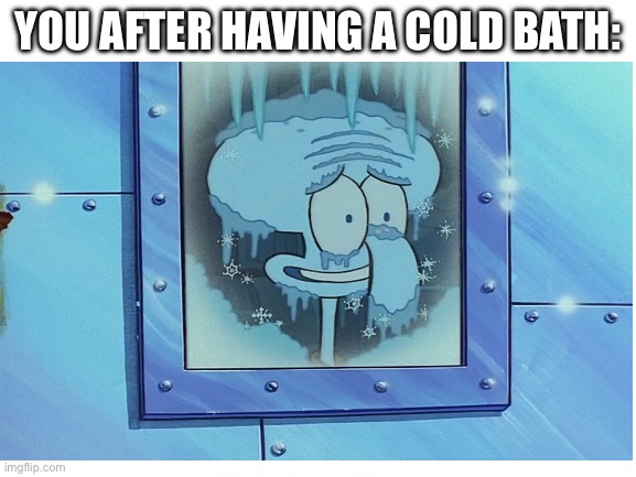 Frozen Squidward | YOU AFTER HAVING A COLD BATH: | image tagged in blank white template,spongebob,squidward,funny memes | made w/ Imgflip meme maker