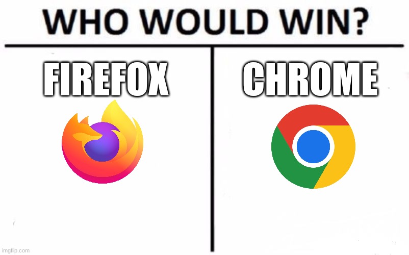 Who Would Win? | FIREFOX; CHROME | image tagged in memes,who would win,firefox,google,chrome,google chrome | made w/ Imgflip meme maker